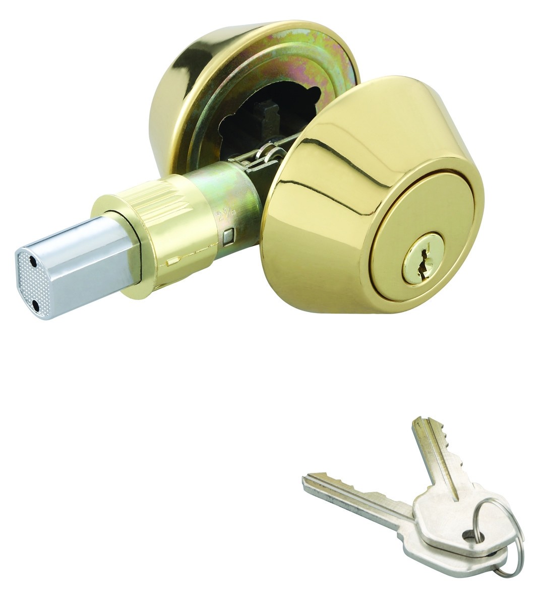 Double Cylinder Deadbolt Lock Entry Door Keyed Both Sides Polished Brass