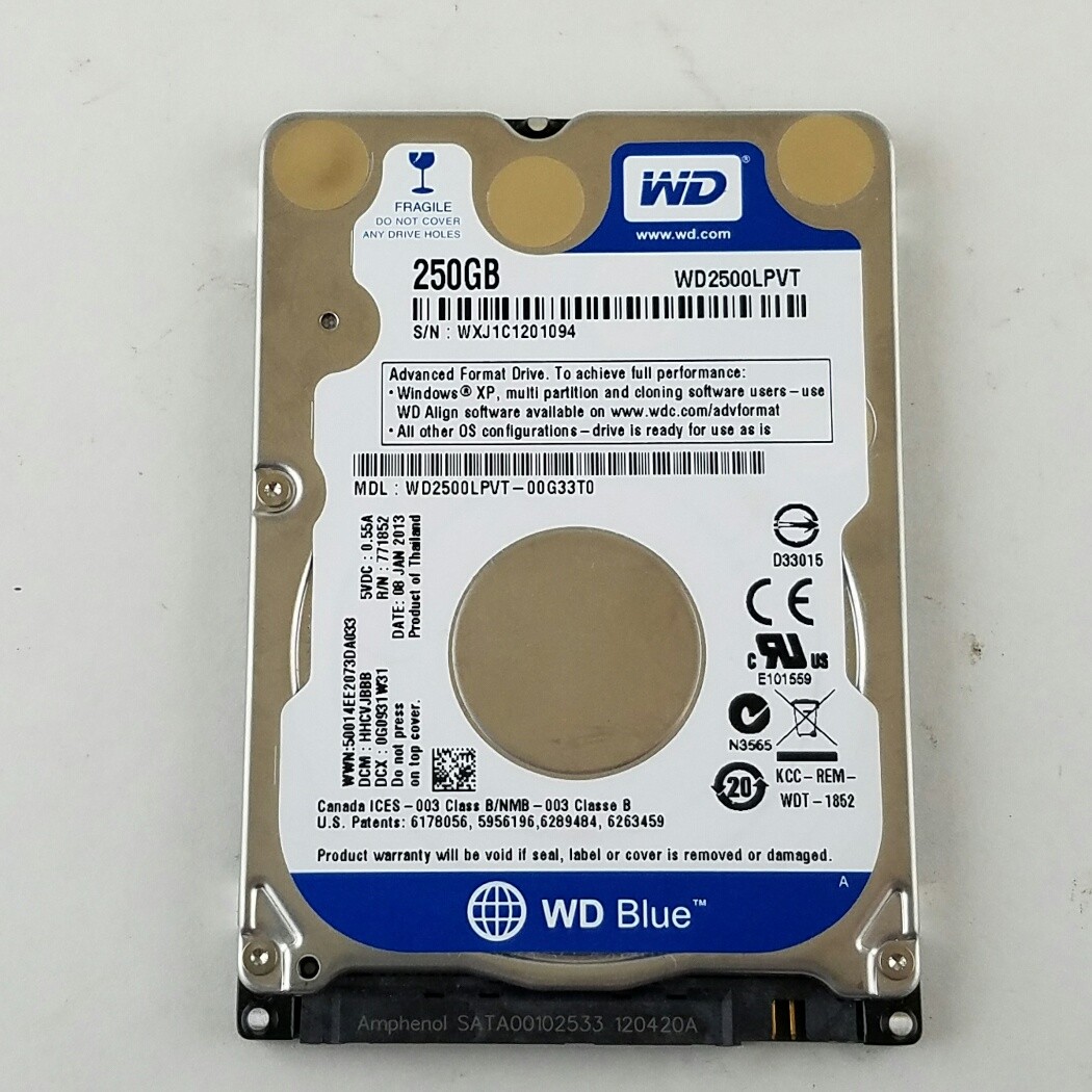 Western Digital Blue WD2500LPVT 250GB 5400 RPM SATA 2.5" Internal Notebook Hard Drive
