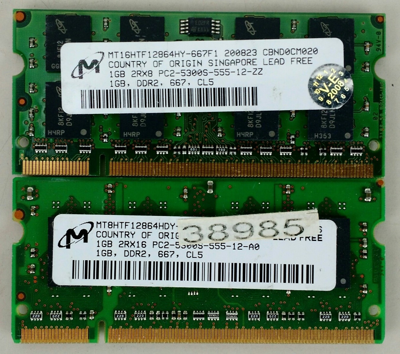 Micron 2GB (2x1gb) PC2-5300S DDR2 667MHZ LAPTOP MEMORY RAM MT16HTF12864HY