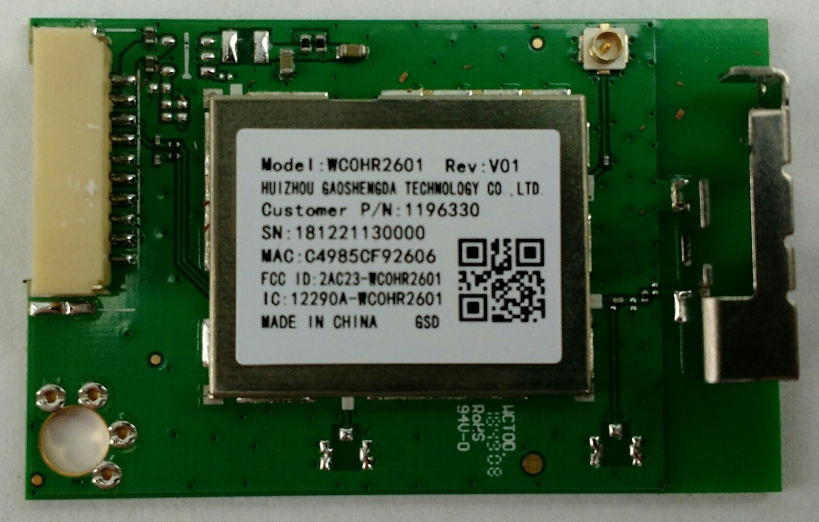 Hisense WCOHR2601 WIFI Module Board for 40H4030F TV