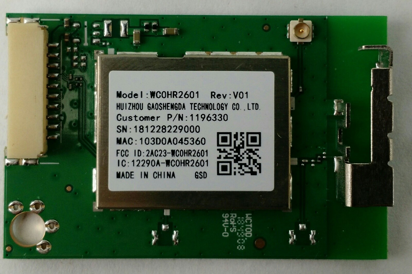 Hisense WC0HR2601 WIFI Module Board for 43H4030F TV