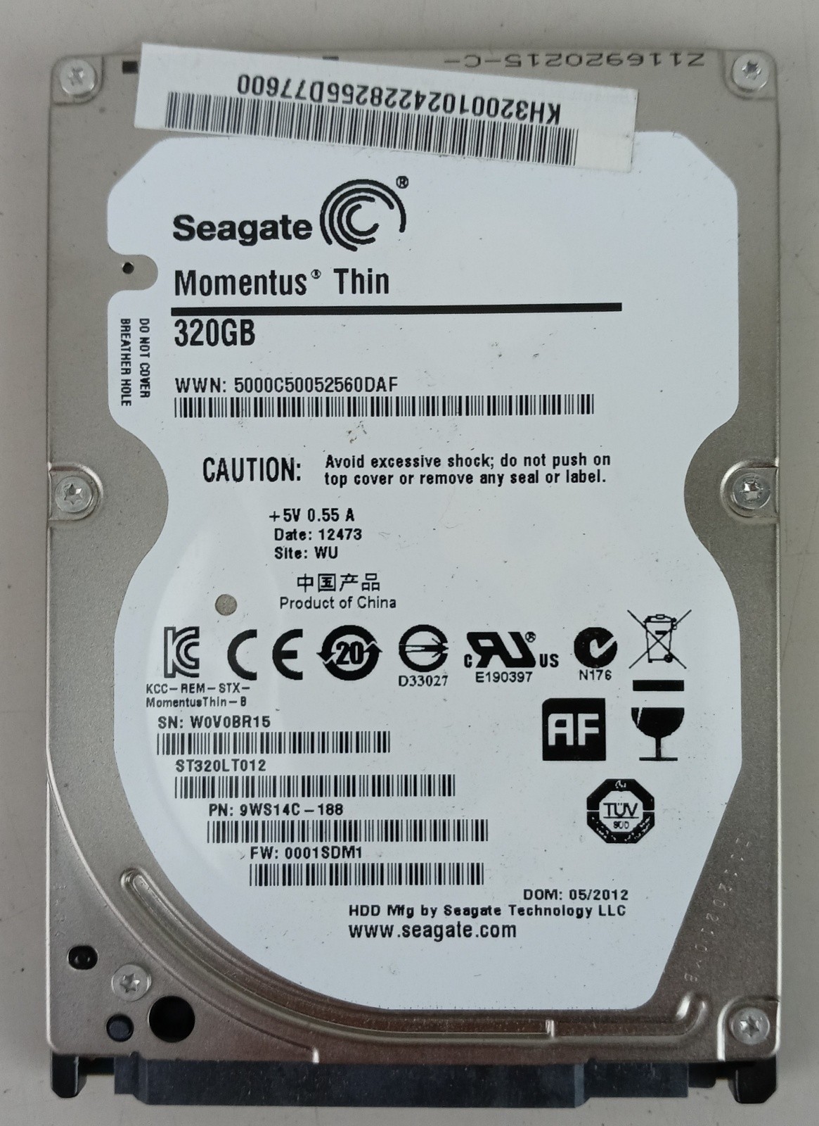 Seagate Momentus Thin 320GB 5400RPM SATA 2.5" Laptop Hard Drive ST320LT012 