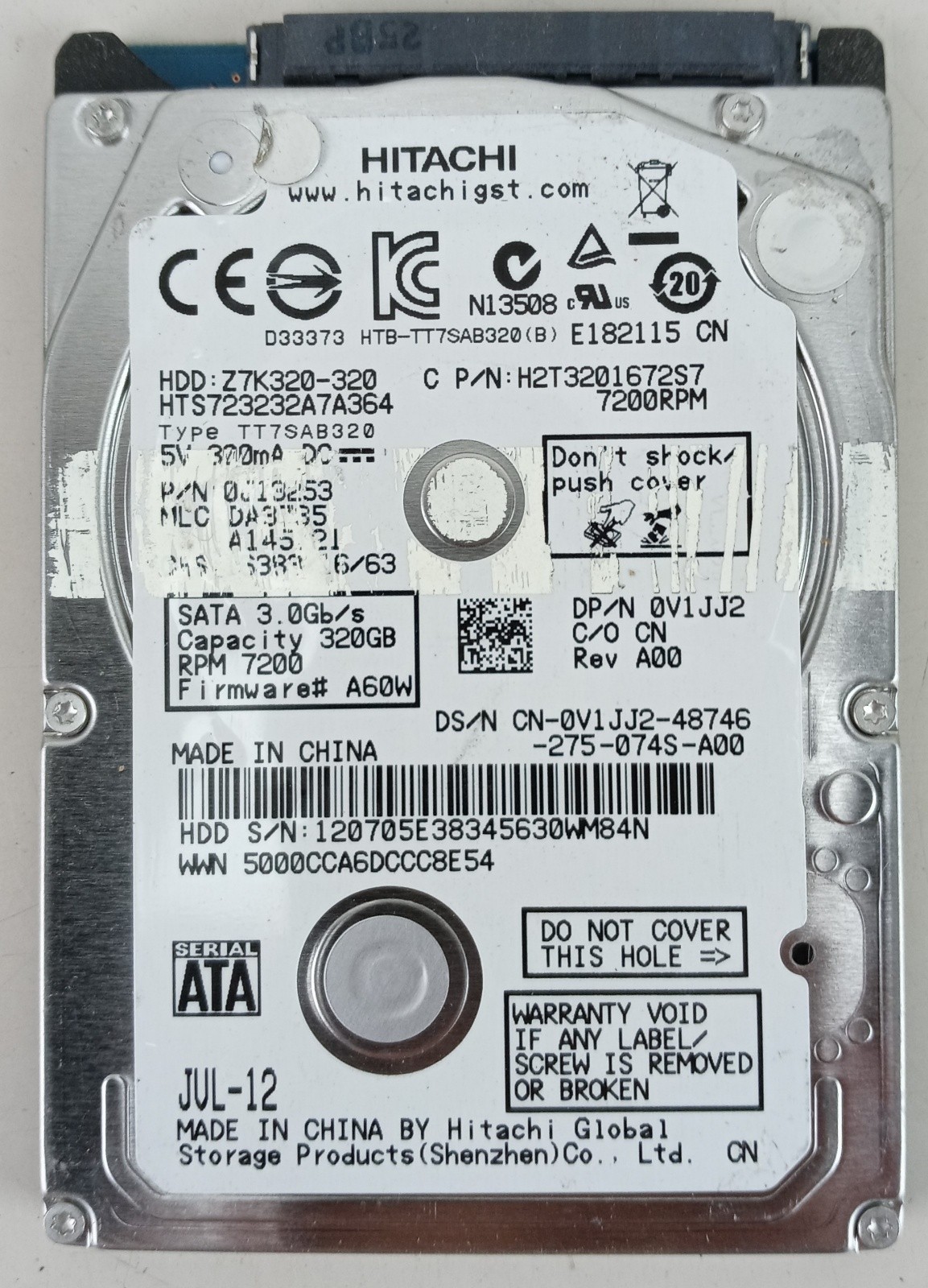 Hitachi Z7K320-320 320GB 7200RPM SATA 2.5" Laptop Hard Drive