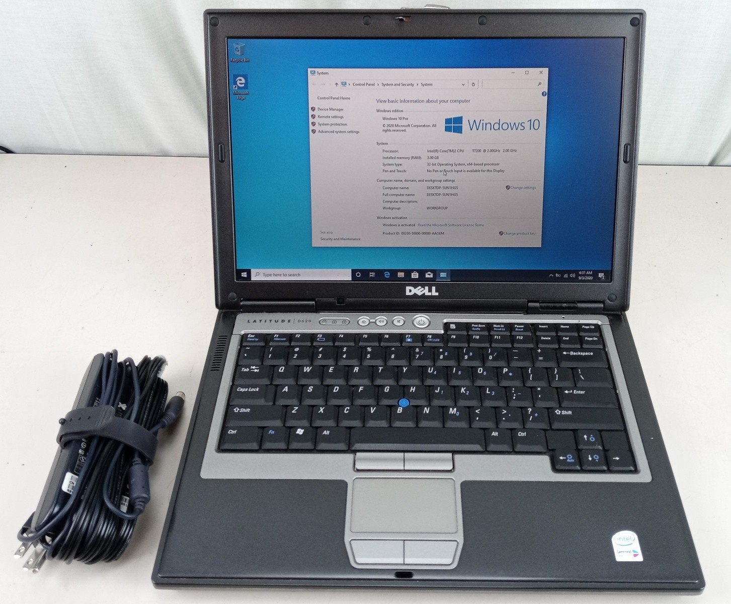 Dell Latitude D620 Laptop C2D 2.0GHz 3Gb 160Gb Windows 10 Pro