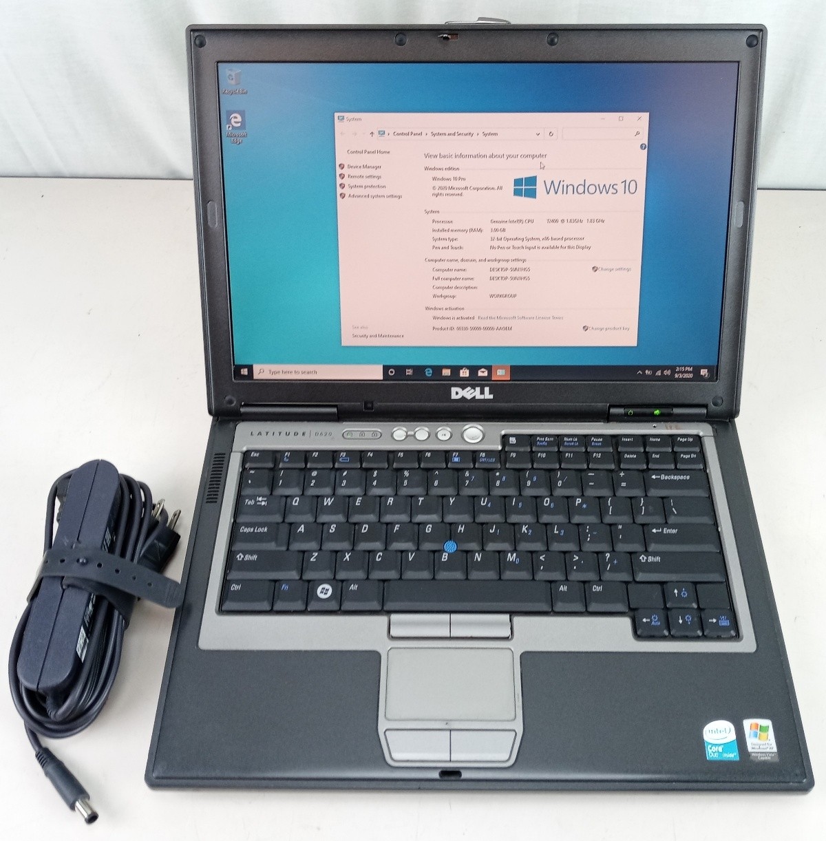 Dell Latitude D620 Laptop C2D 1.83GHz 3Gb 160Gb Windows 10 Pro