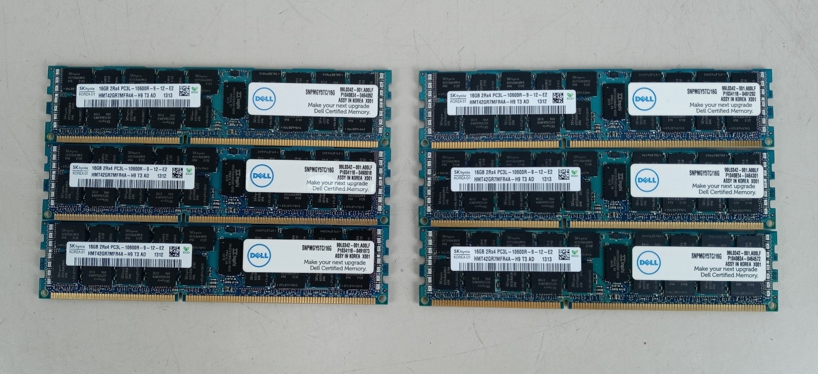 96Gb (6x16Gb) SK Hynix DDR3 ECC Memory PC3L-10600R