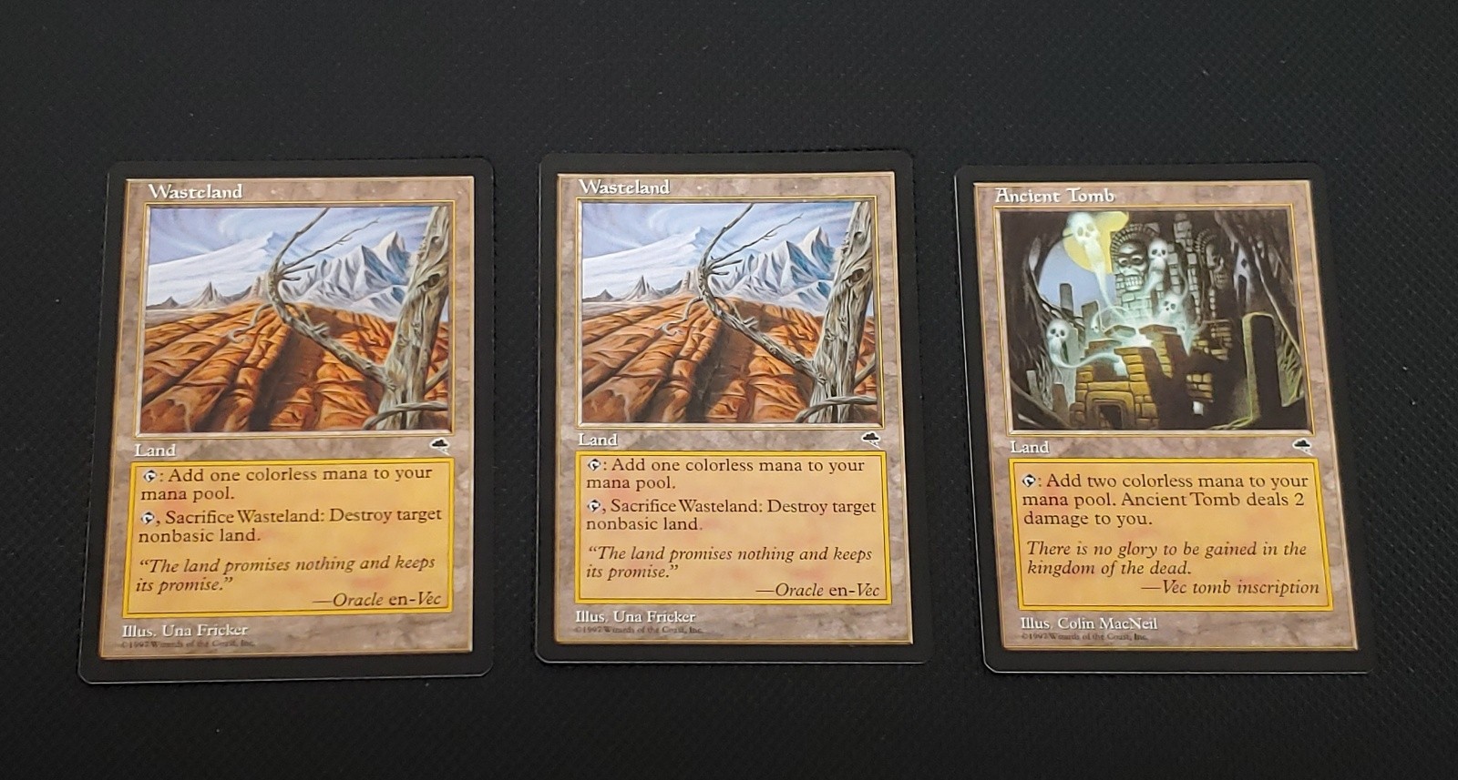 MTG Ancient Tomb & 2x Wasteland - NM - Tempest