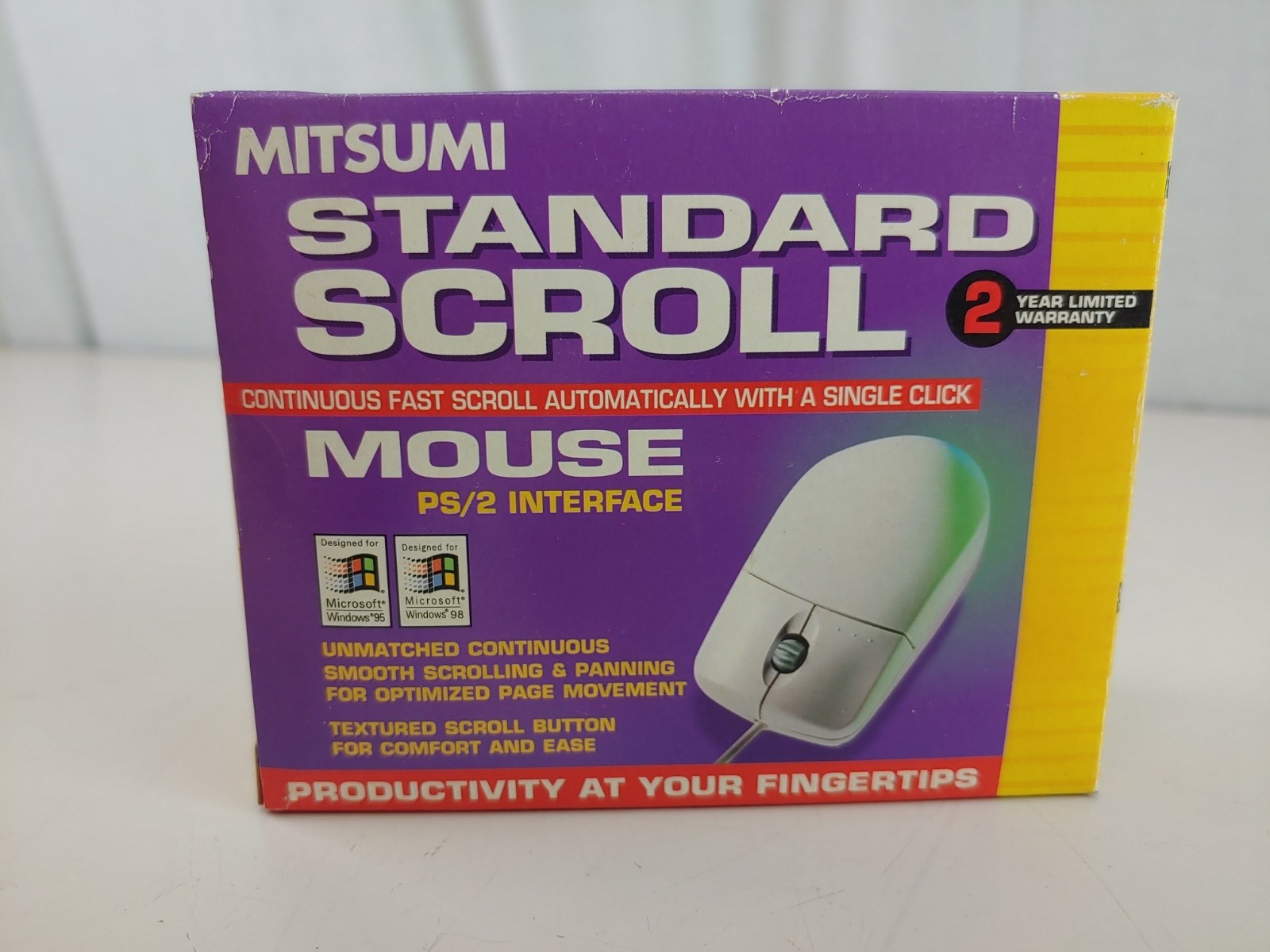 Vintage Mitsumi Standard Scroll 3 Button PS/2 Mouse New