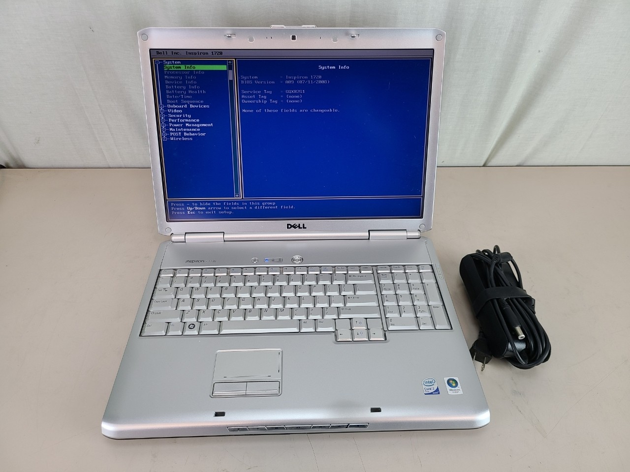 Dell Inspiron 1720 Laptop C2D 2.0GHz 4GB NO Hard Drives