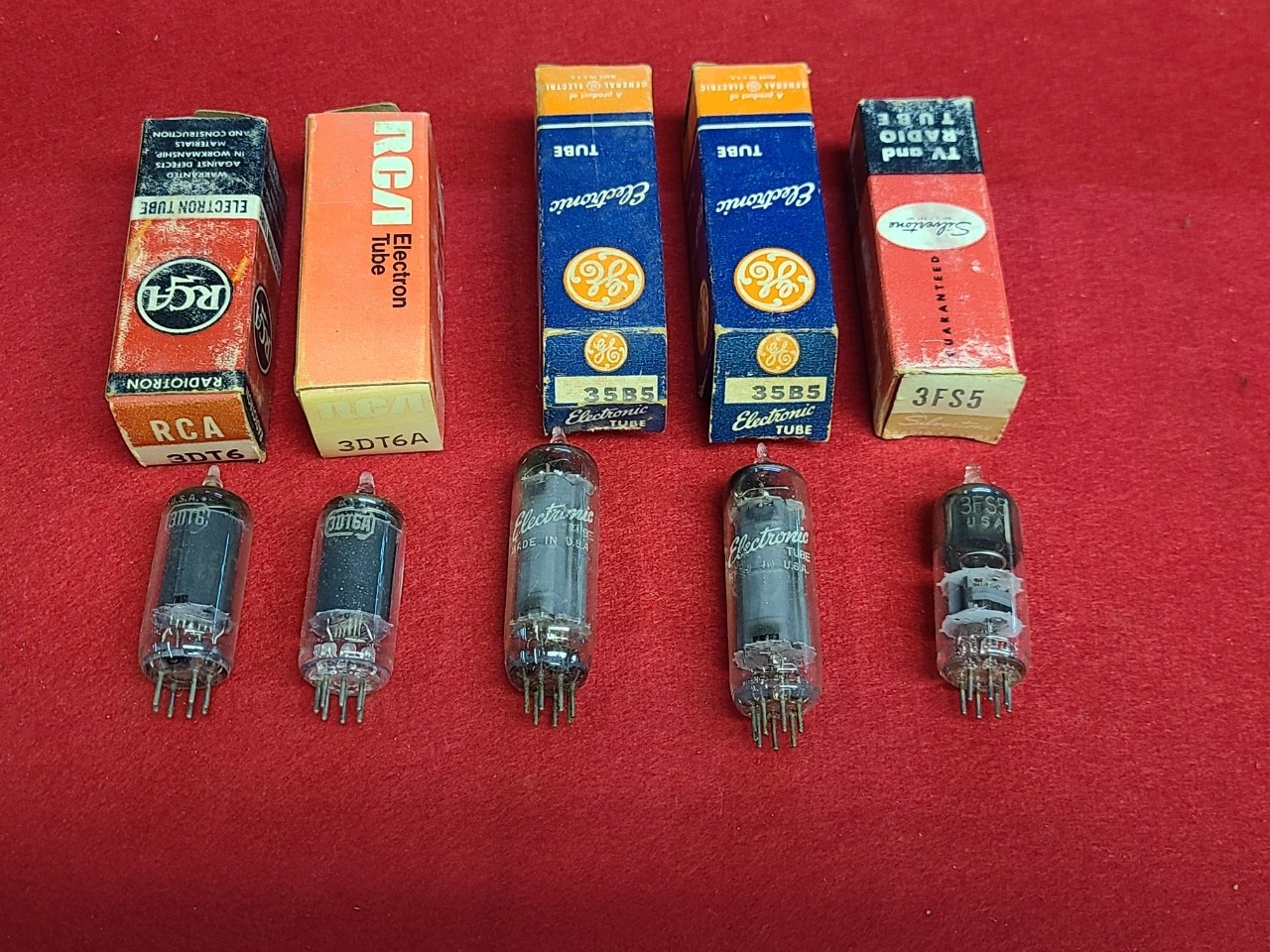 5 Vintage Vacuum Tubes 35B5, 3FS5, 3DT6