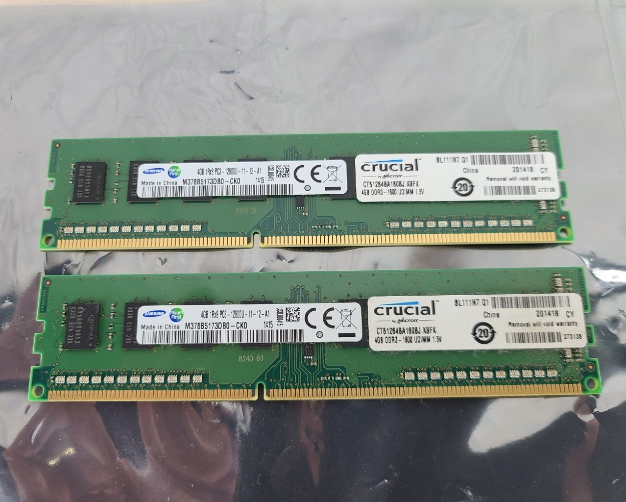 Crucial Samsung 8GB (2x 4GB) 1Rx8 PC3-12800U-11-12-A1 DDR3 1600 Ram