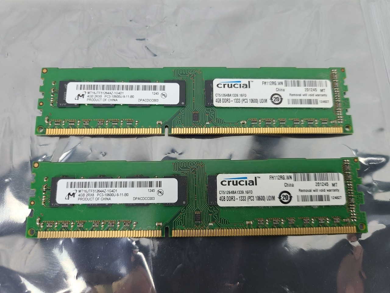Crucial Micron 8GB (2x 4GB) 2Rx8 PC3-10600U-9-11-B0  DDR3 1333 Ram