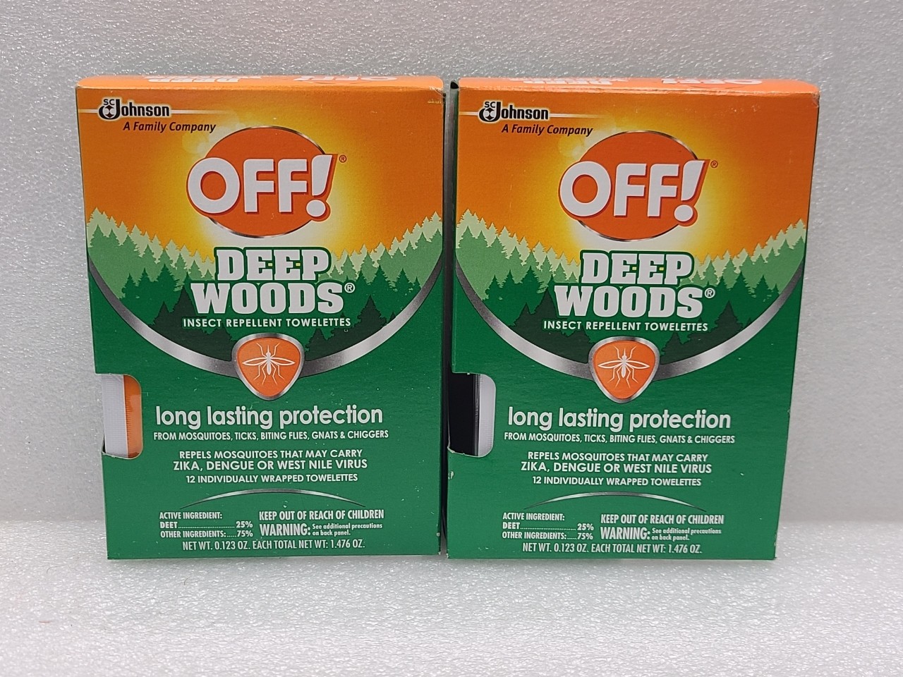 OFF! Deep Woods Towelettes with 25% DEET 2 Boxes 24 Wipes
