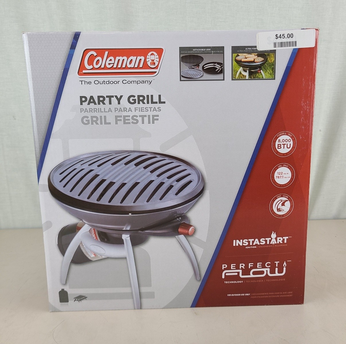 Coleman Party Grill Outdoor Portable Propane PerflectFlow BBQ 8,000 BTU New