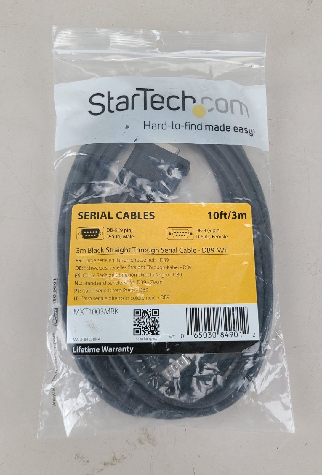 StarTech.com 3m Black Straight Through DB9 RS232 Serial Cable - M/F