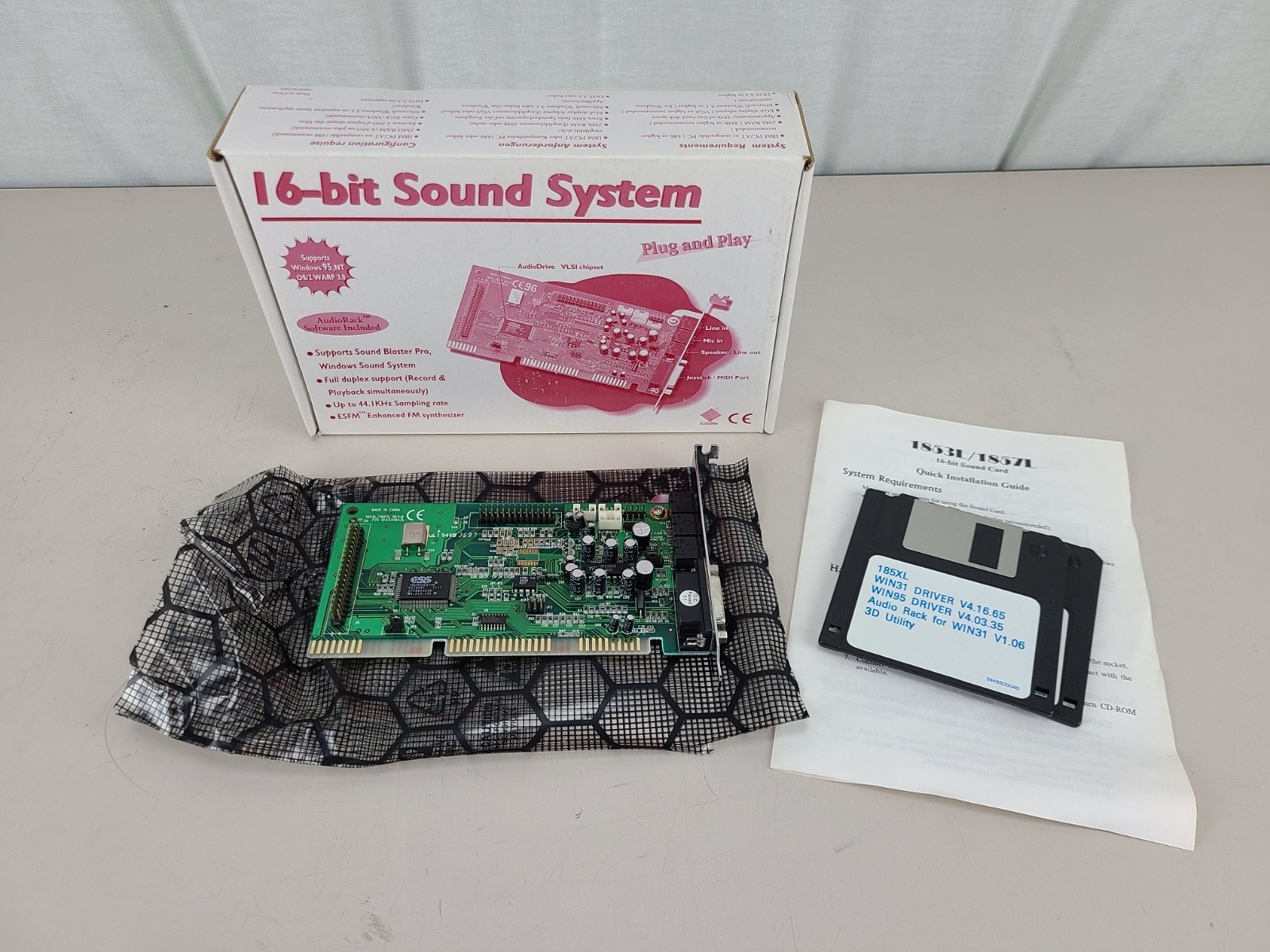 ESS BTC 1853L 16-Bit ISA Sound Card ES1868F AudioDrive Chip w/ Game Port - 1857L
