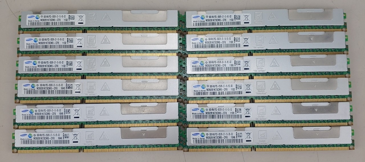 Lot of 12 Samsung 8GB 2Rx4 PC3-8500R M392B1K73CM0-CF8 Low Profile ECC Server RAM