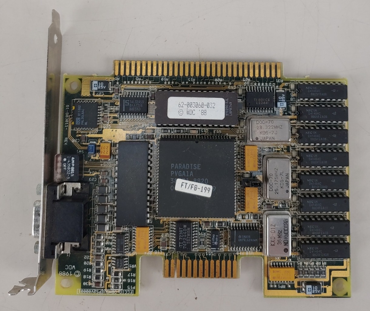 Western Digital Paradise VGA ISA VIDEO Card 61-603011-03 VGA PLUS F001 X12