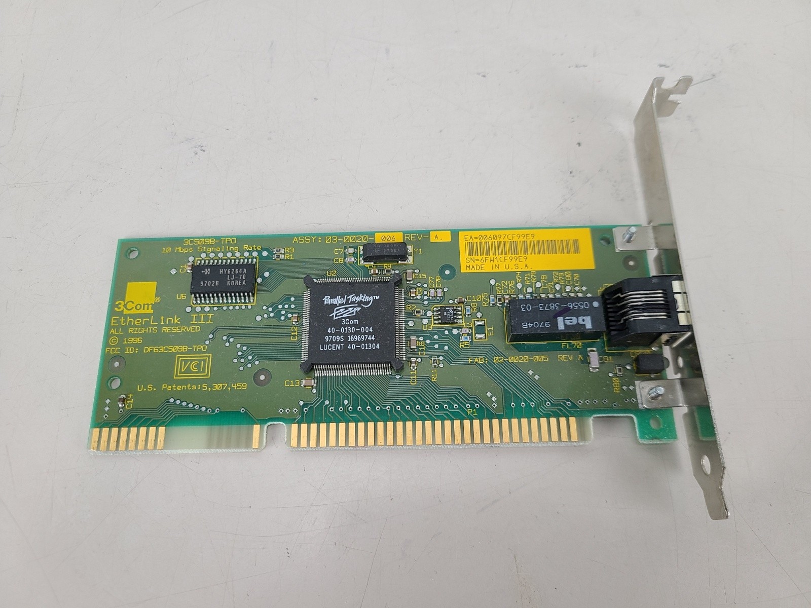 3Com EthernetLink III, 3C5098-TPO, ISA - VINTAGE ETHERNET CARD