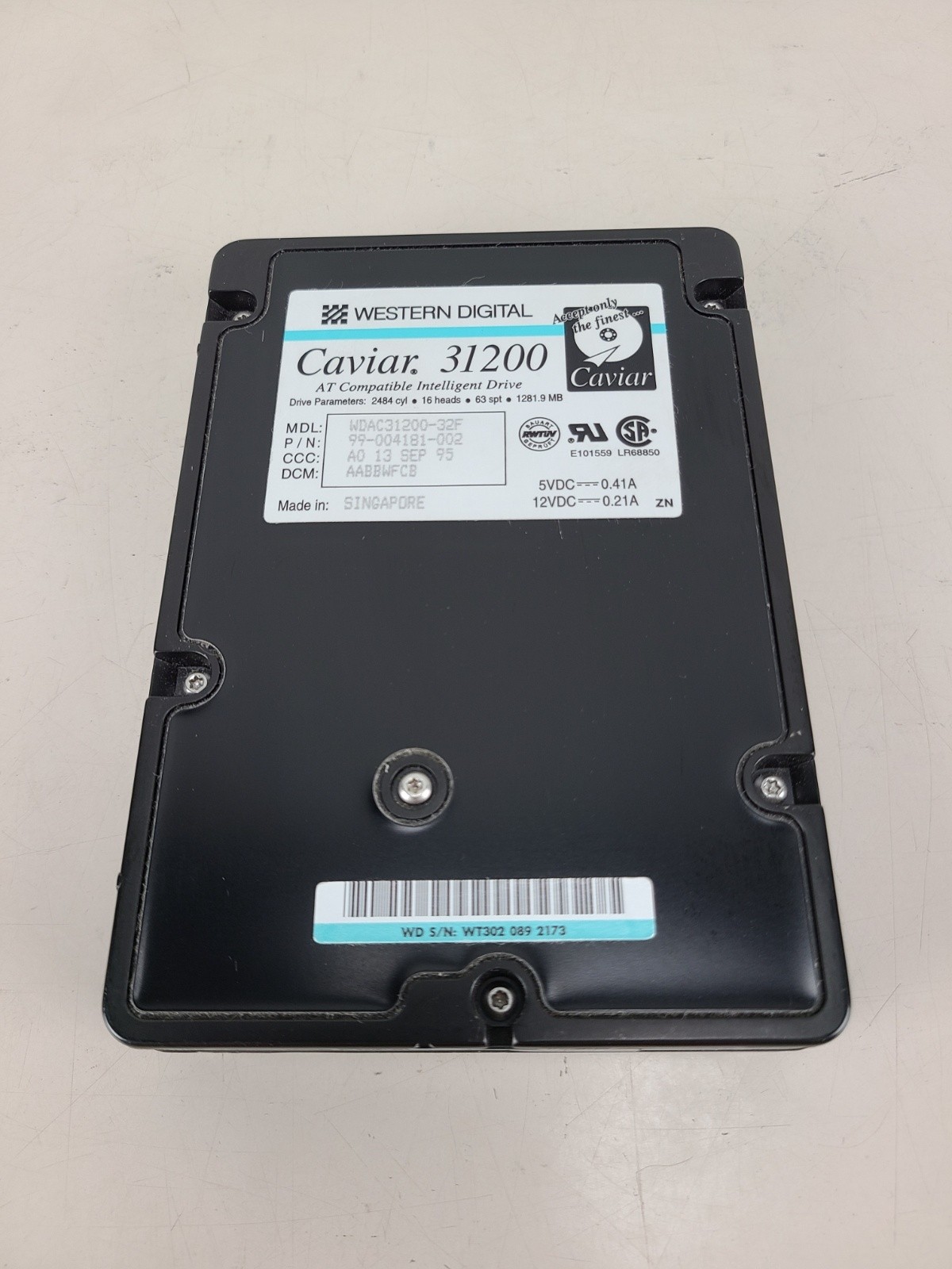 WESTERN DIGITAL WDAC32100-32F CAVIAR 31200 1281.9MB IDE 3.5" HARD DISK DRIVE