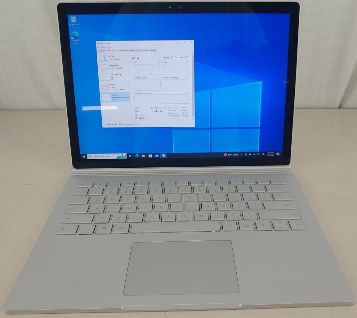 MICROSOFT SURFACE BOOK 13.5" 1703 i5-6300U 2.4GHz 8GB RAM 128GB SSD WIN 10 PRO