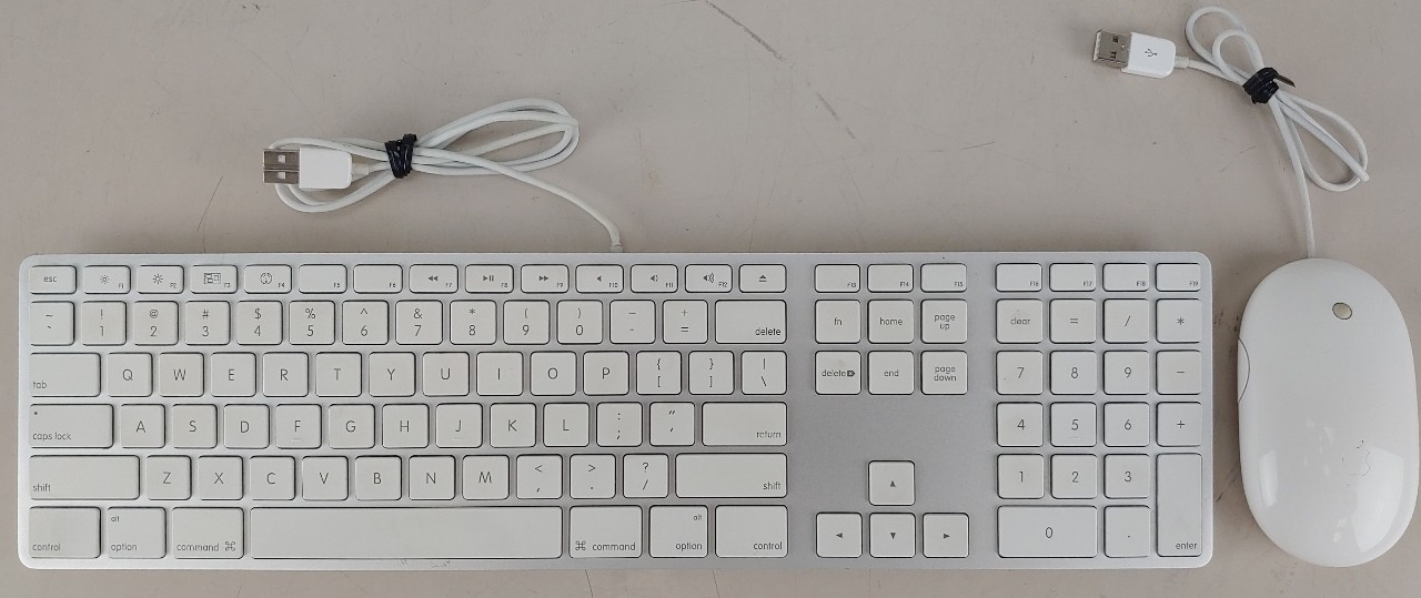 Apple A1243 Wired USB Keyboard w/ Mighty Mouse - White