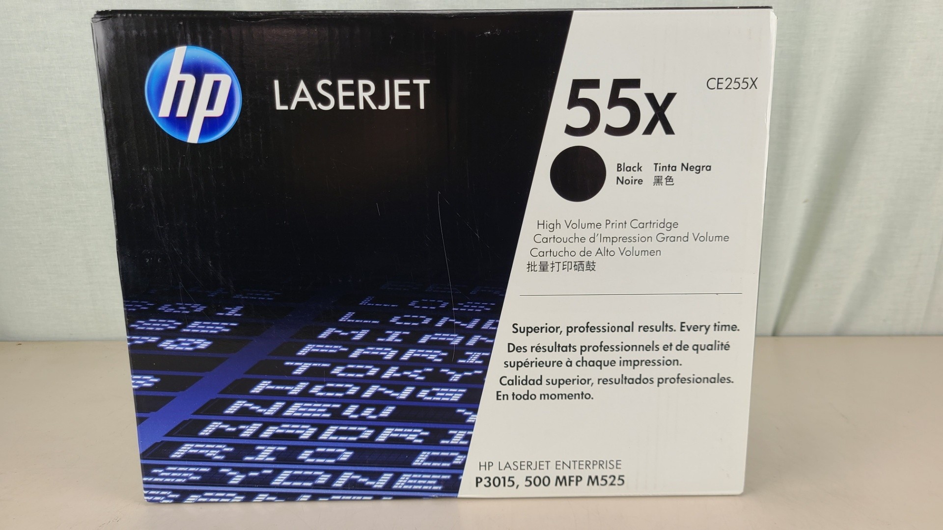 Genuine HP 55X (CE255X) High Yield Toner Cartridge, Black, Sealed Box 