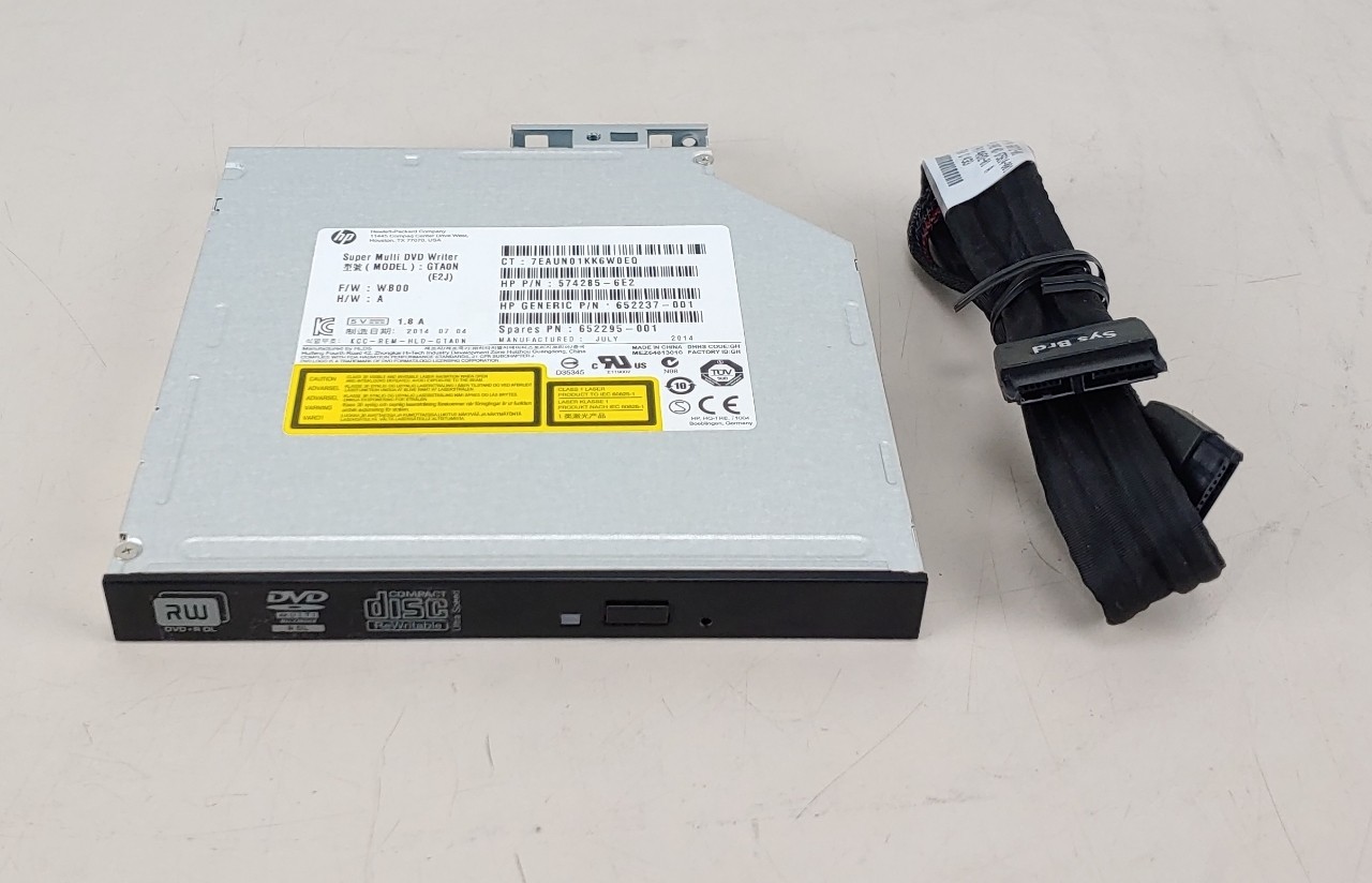 652295-001 HP 12.7mm Slim SATA DVD RW JackBlack Optical Drive W/ Cable