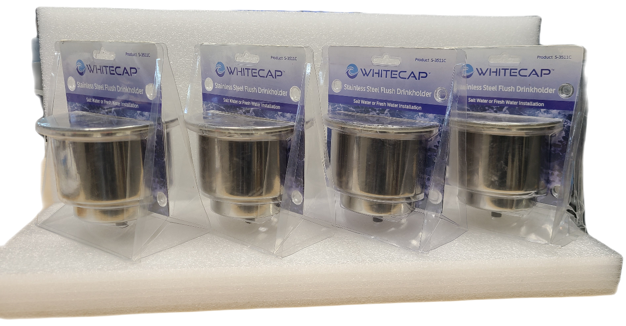 4 Whitecap Stainless Steel Flush Drink Holders New
