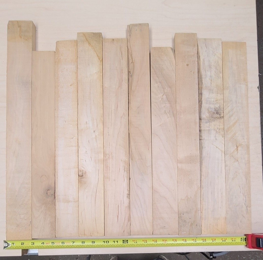 Hardwood Maple Cut Offs Long Craft Wood L18"-22" W2.25"-2.5" T7/8" Lot of 10