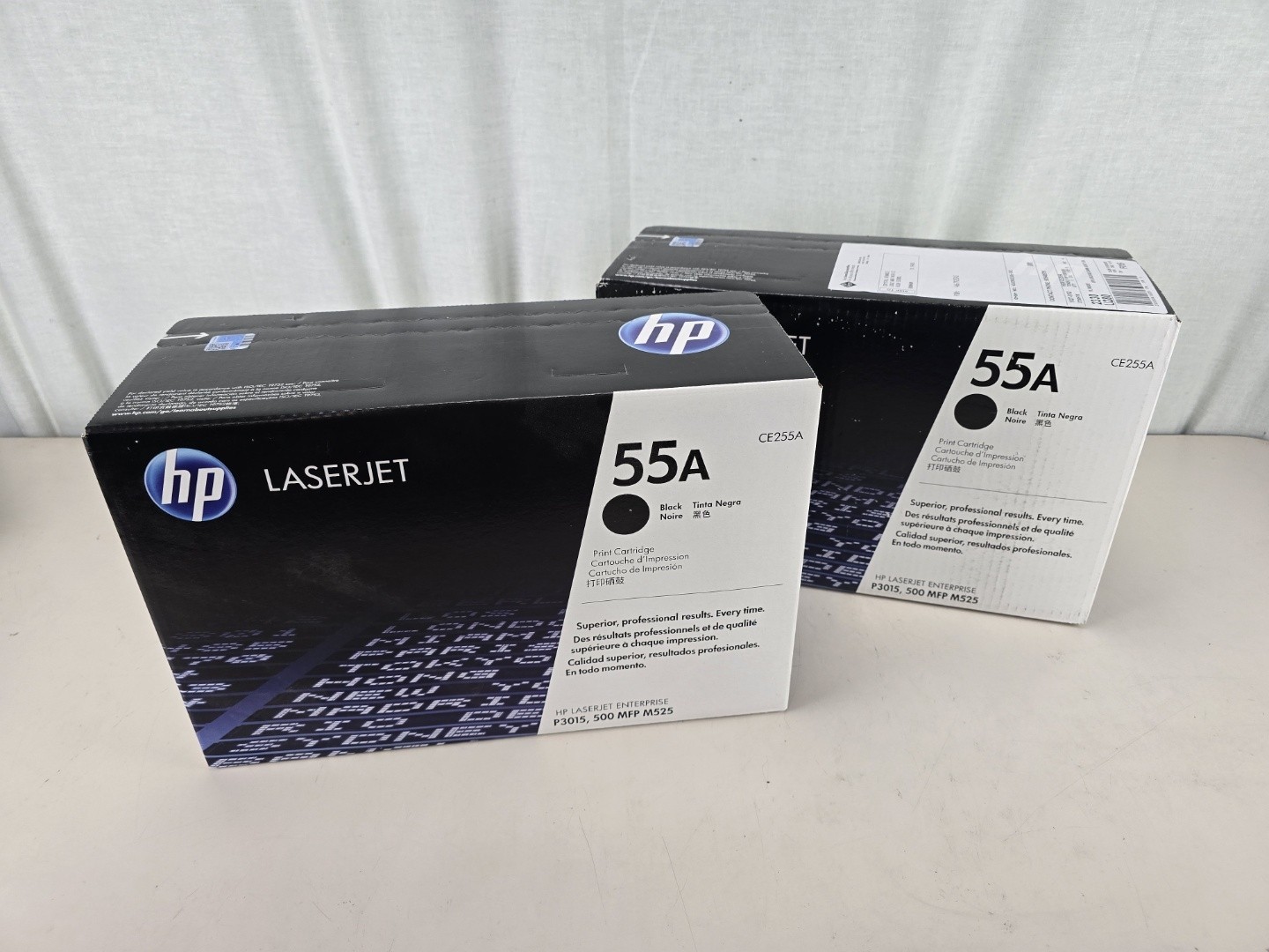 2 Genuine HP LaserJet 55A Black Toner Cartridge CE255A Sealed