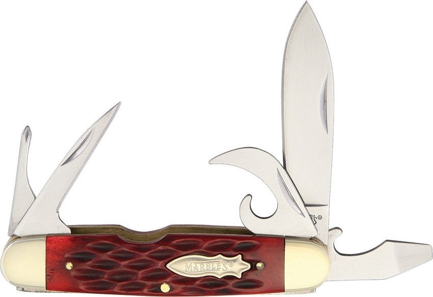 Marbles Red Jigged Bone Scout Knife
