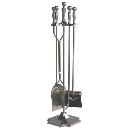 Uniflame, F-7547, 5pc Satin Pewter Fireset with Pedestal Place