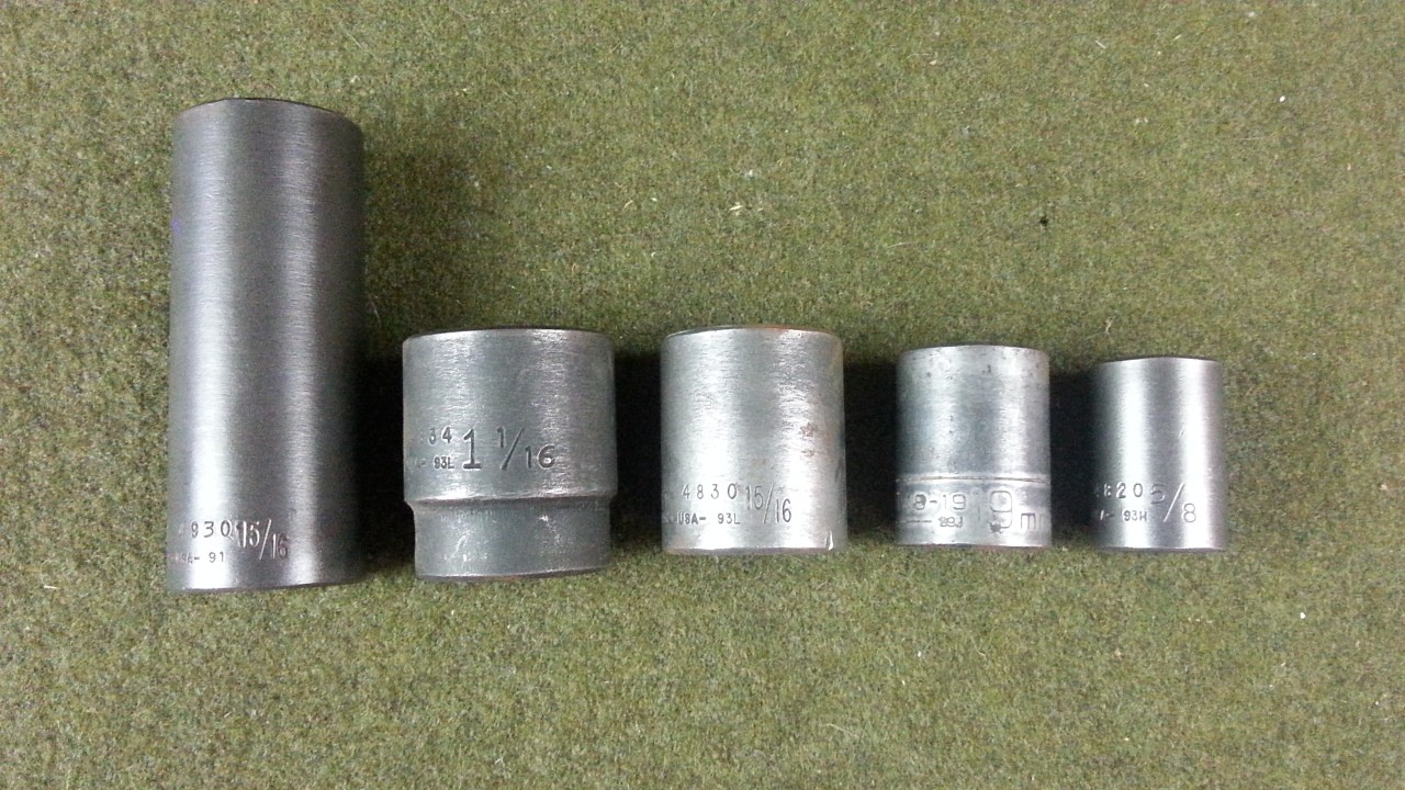 Wright Lot of 5 Impact 1/2" Drive Sockets