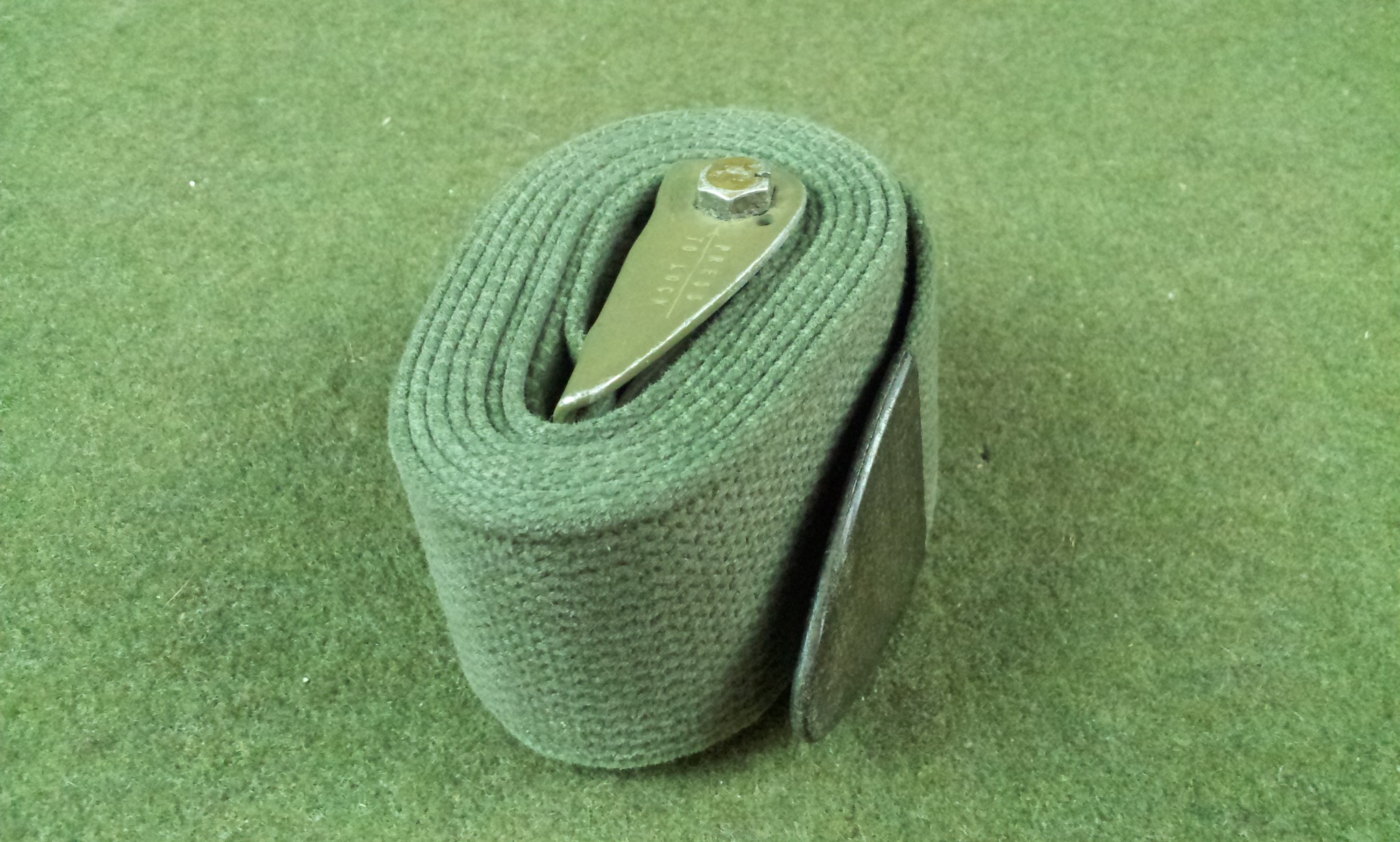 New Old Stock Military 2" x 72" OD Green Cotton Webbing Strap Litter Restraint With Buckle