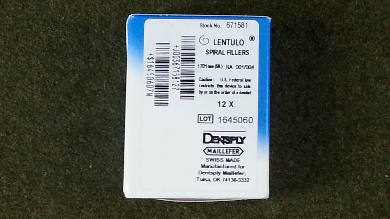 DENTSPLY Lentulo Spiral Fillers Endo Files 17mm / 21mm Box of 48 NEW