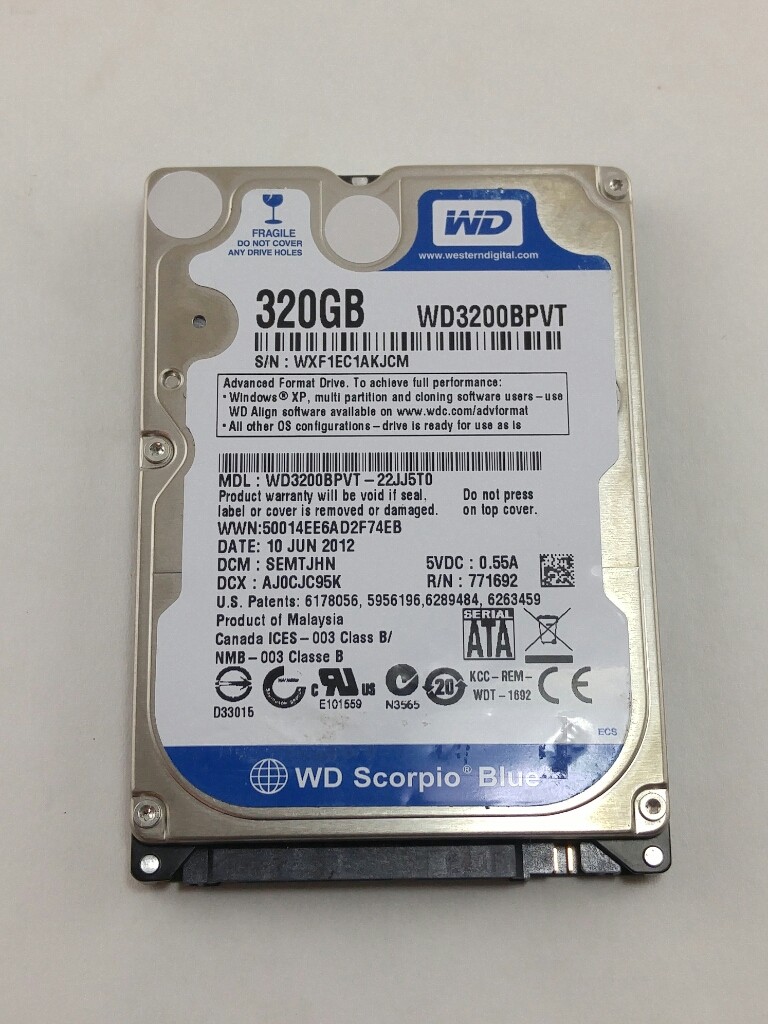 Western Digital Blue WD3200BPVT 320GB 5400 RPM 8MB SATA 2.5" Laptop ...