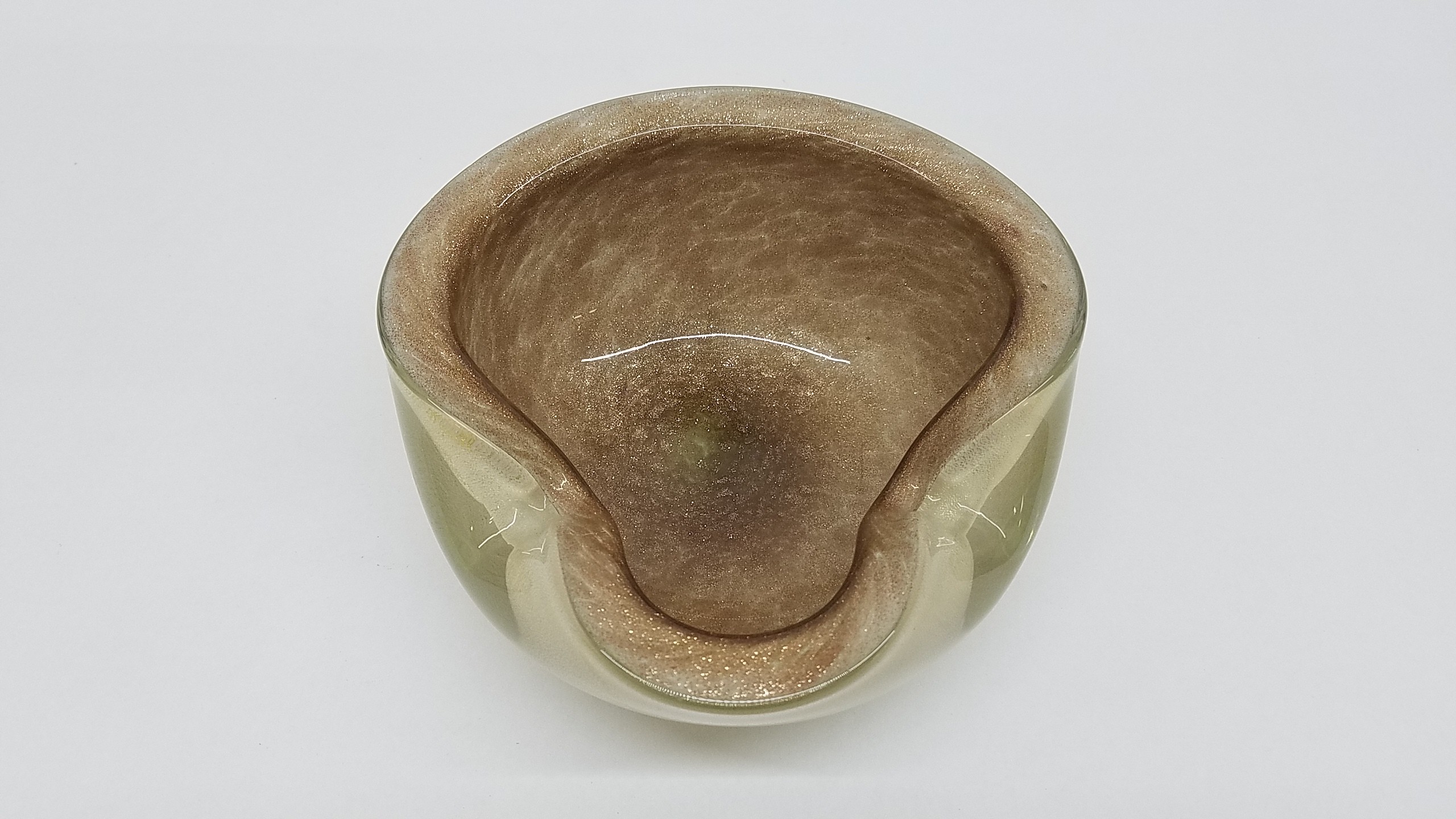 Venetian Art Glass 6 Inch Bowl Bronze Cream