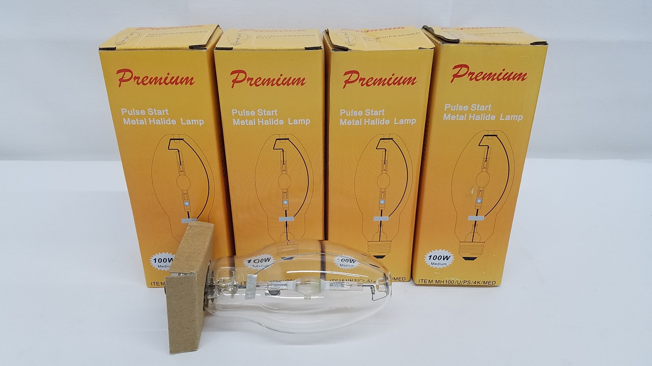 100W Metal Halide Bulb M90/E E26 ED17 4000K Universal Burn 4-Pack