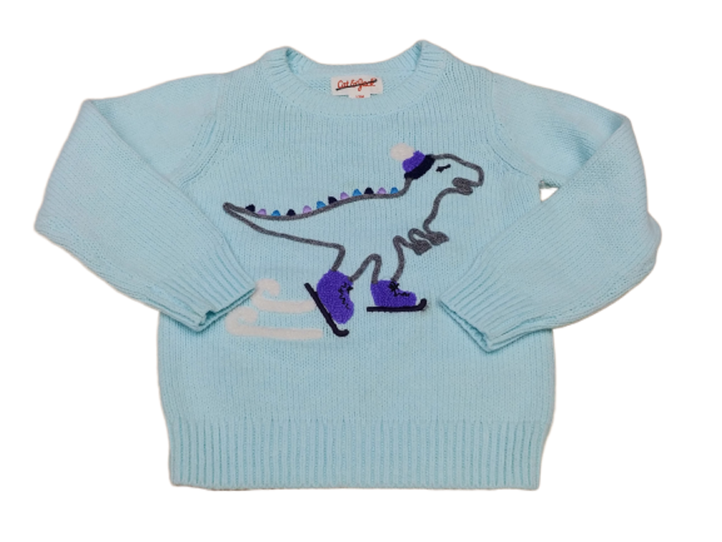 Cat & Jack Sweater Ice Skating Dinosaur Size 12 Months