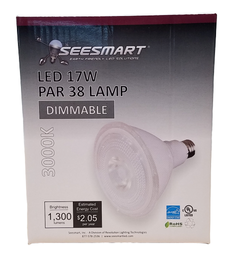 Seesmart 17W Par 38 LED Lamp 3000K 1300 Lumen Case of 12