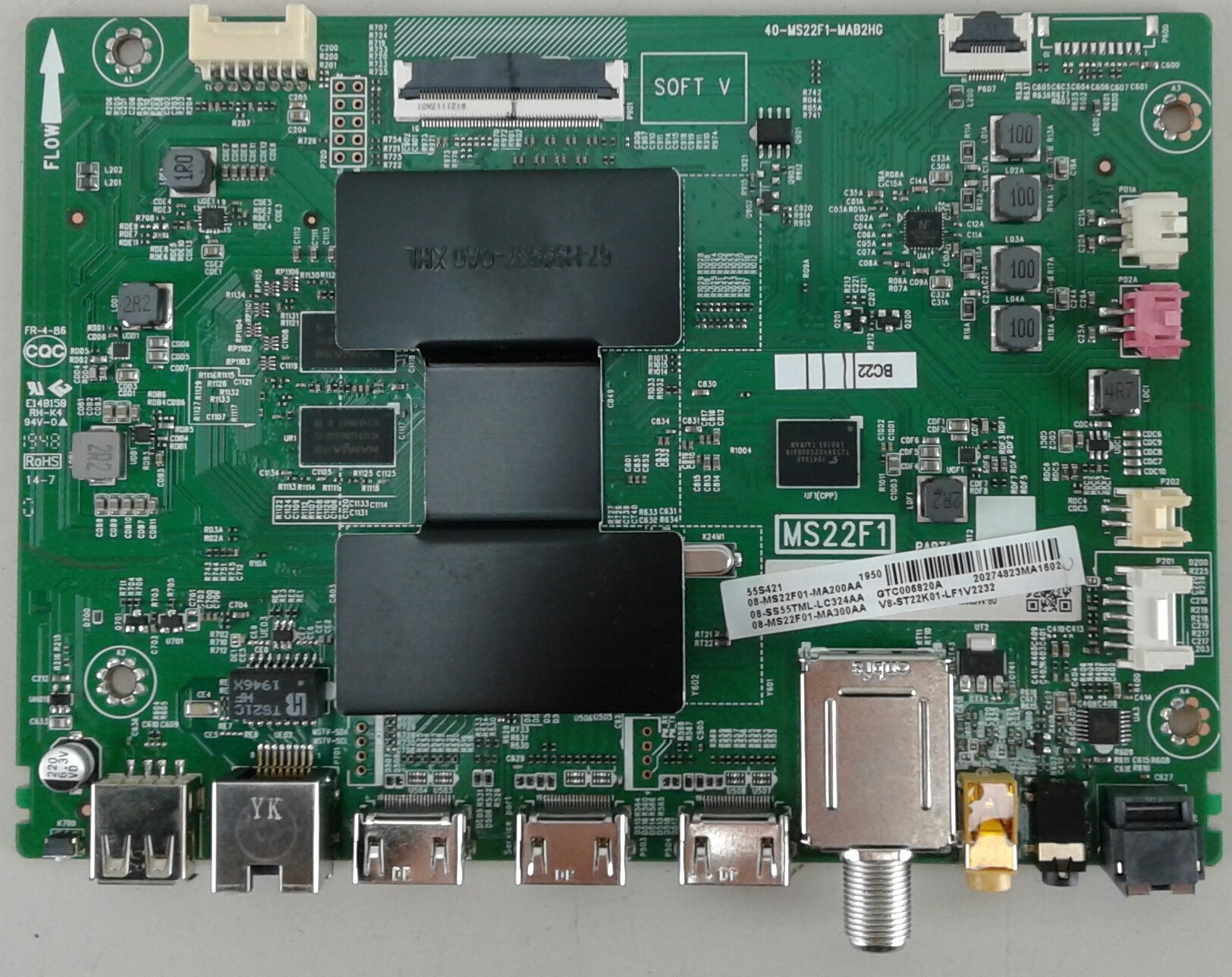 TCL 40-MS22F1-MAB2HG (08-MS22F01-MA300AA) Main Board for 55S421 TV 