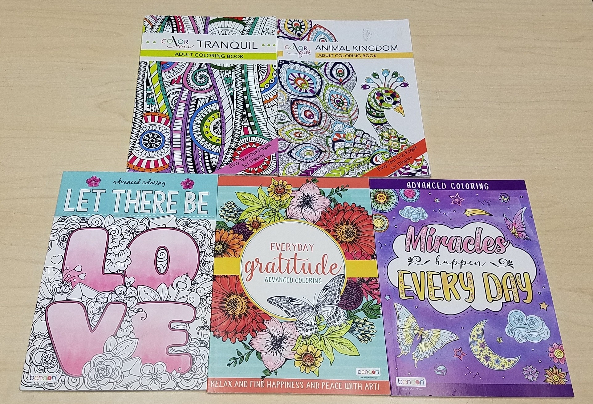 Lot of 5 Adult Coloring Books Animals Patterns Quotes and Inspirational