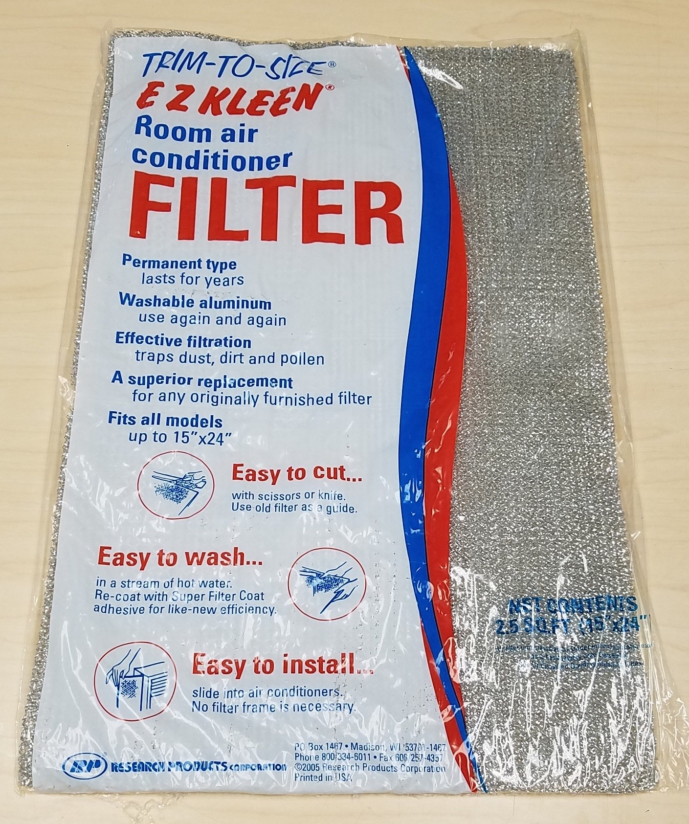 EZ KLEEN TRIM-TO-SIZE Mesh Room Air Conditioner Filter 15 x 24 x .25