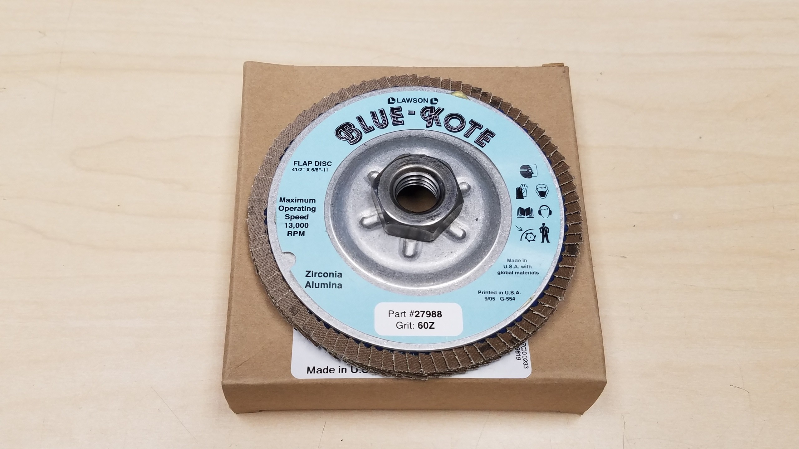 Lawson Blue-Kote 4-1/2" x 5/8-11 60 Grit Flap Disc 27988 Lot of 7