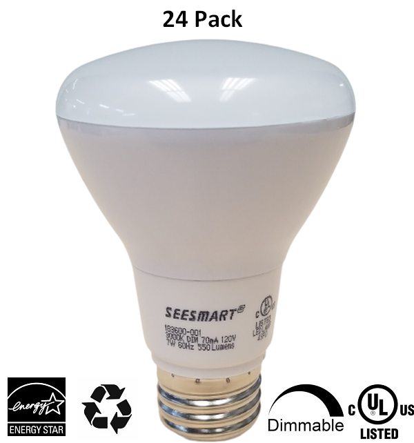 24 Pack BR20 Flood Dimmable LED Light Bulb 7W (50W) 3000K Warm White