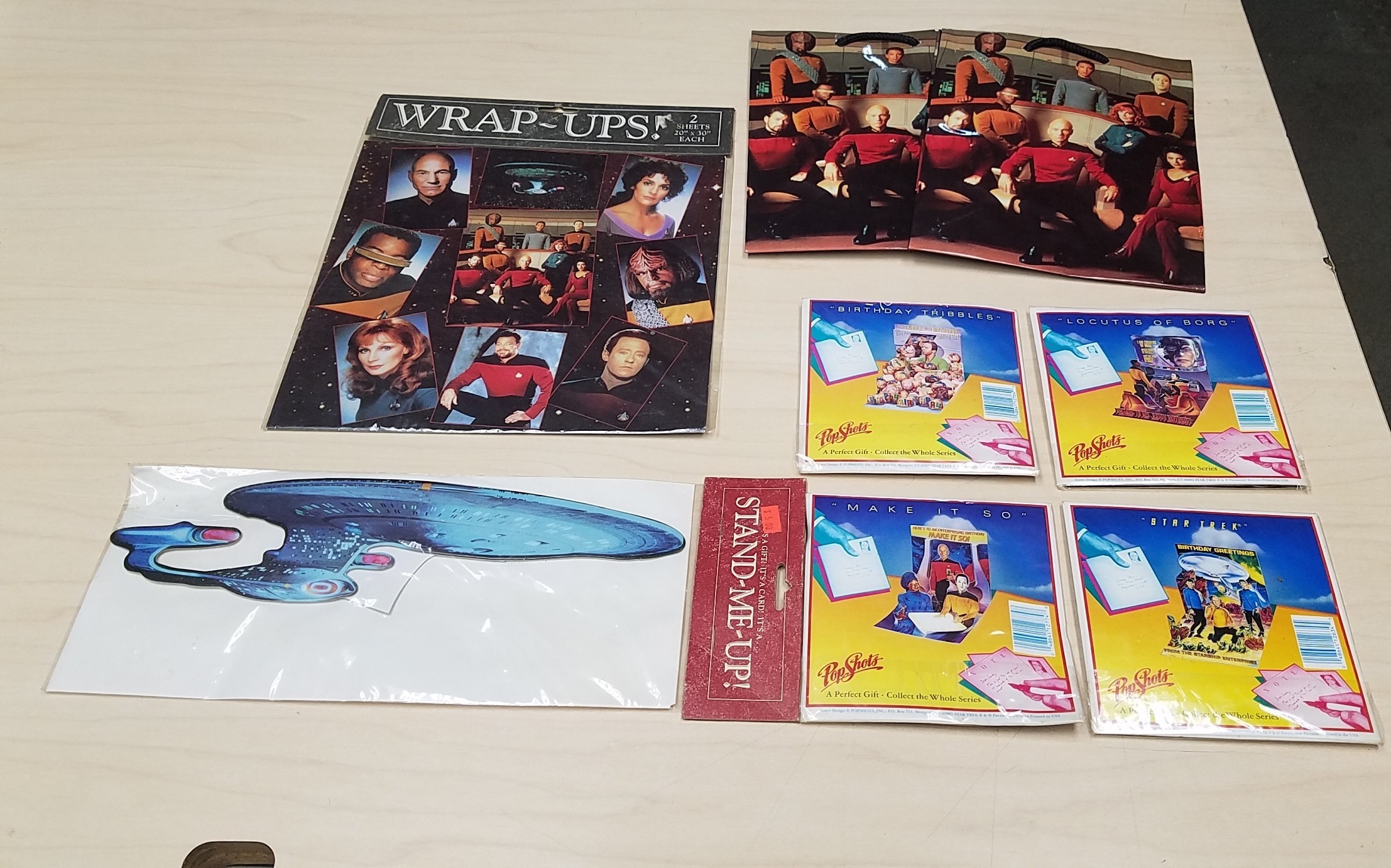 Star Trek TNG Gift Lot Cards Bags Wrapping Paper