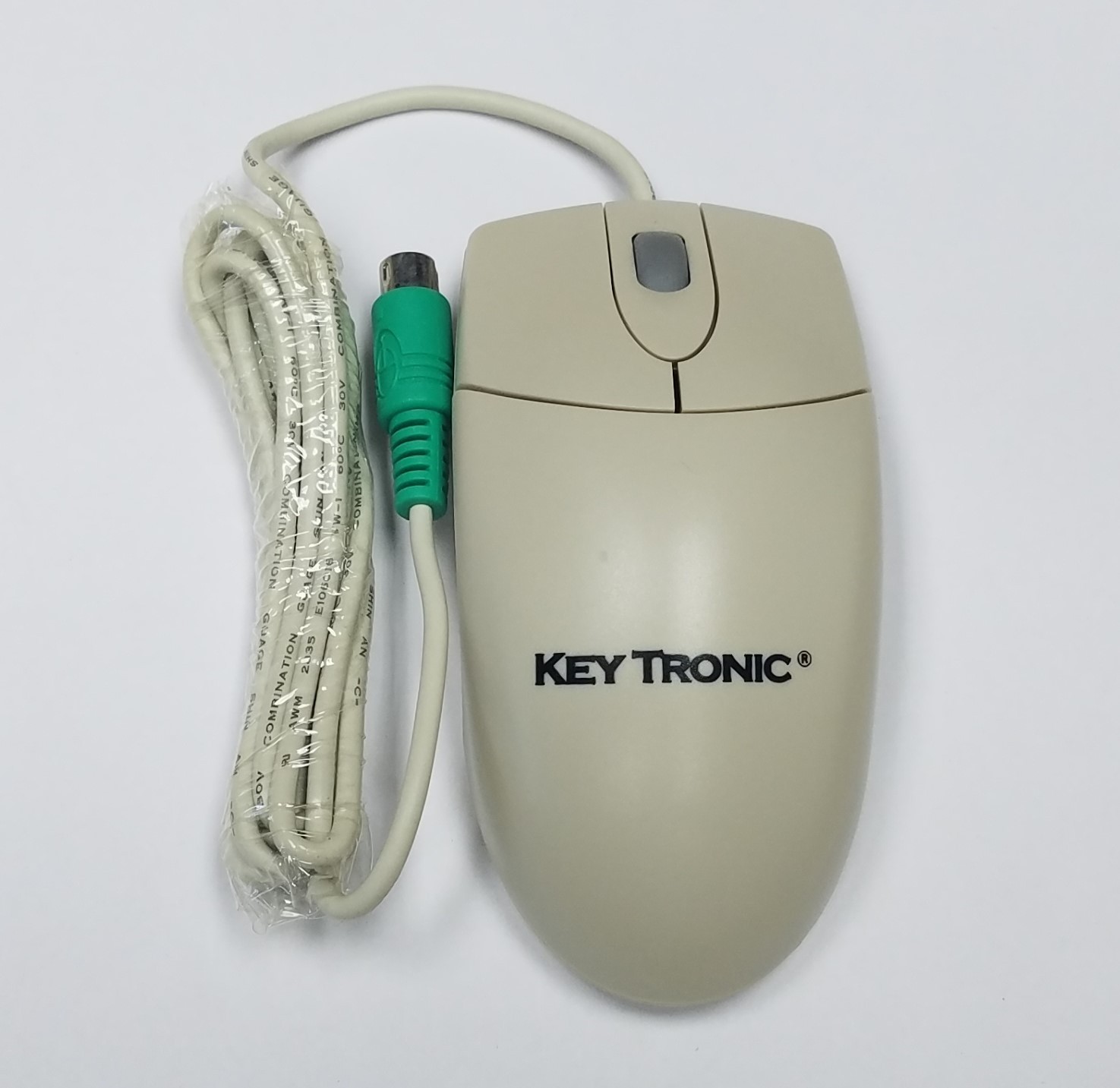 Vintage Key Tronic H2002 3-Button PS/2 Scroll Mouse (Beige)