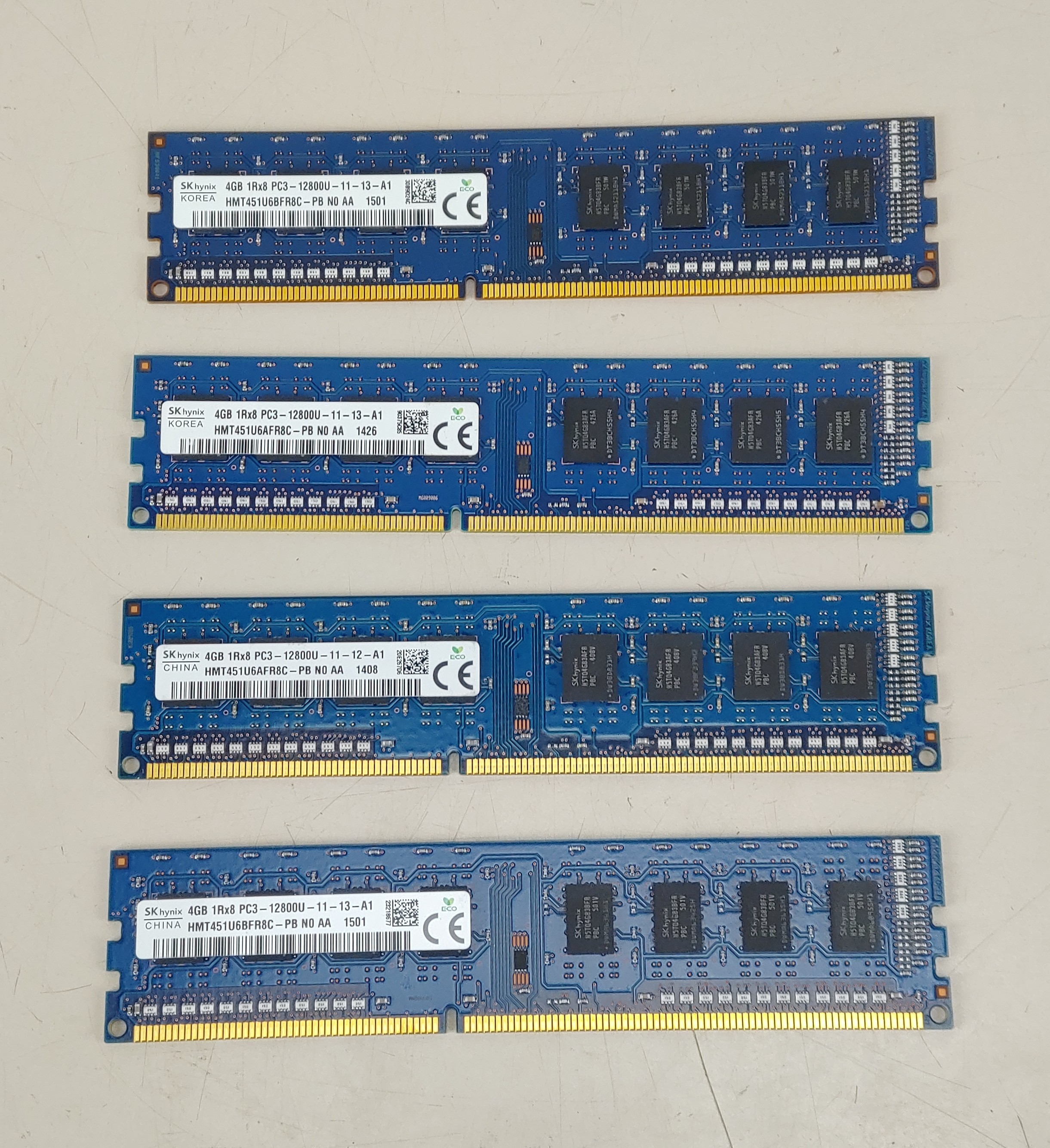 SK HYNIX 16GB (4x4GB) 2Rx8 PC3-12800U-11-11-B1 HMT351U6CFR8C-PB