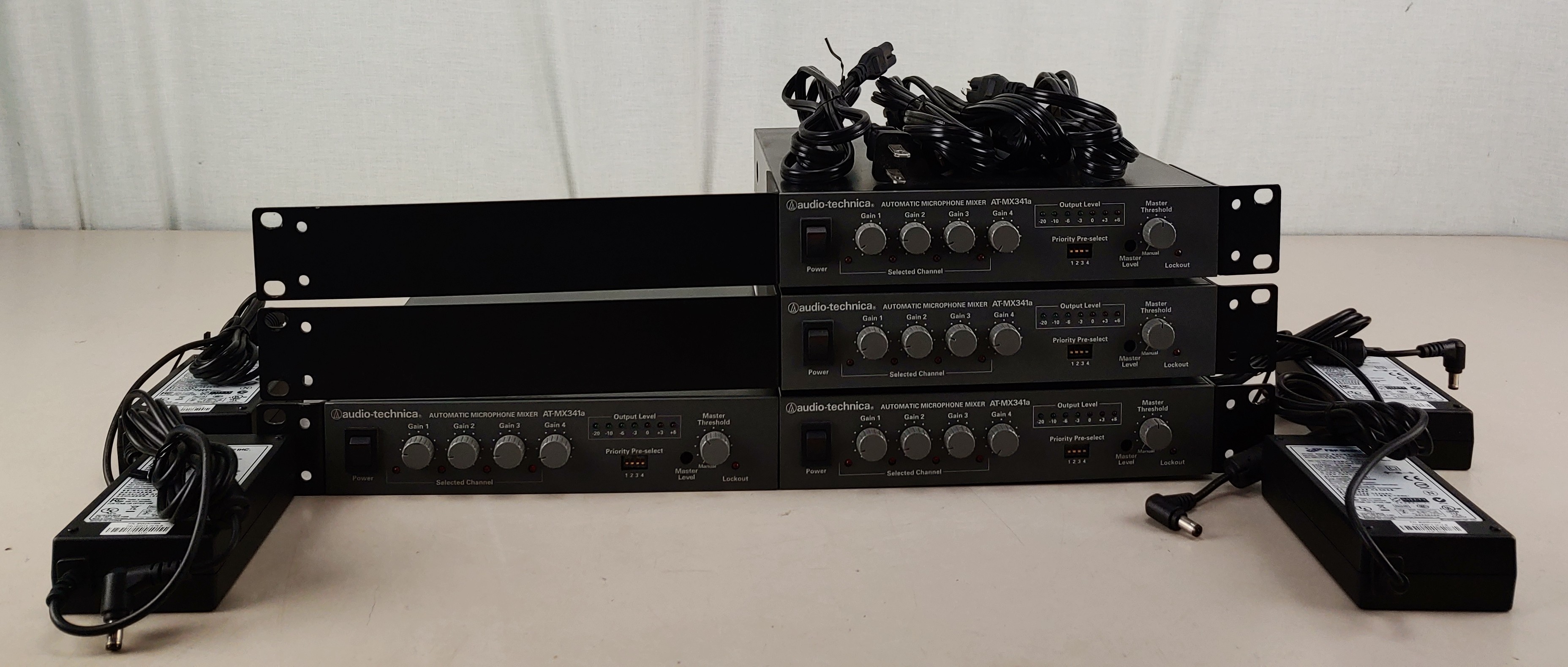 Lot of 4 Audio Technica 4-Channel Automatic Microphone Mixer - AT-MX341a